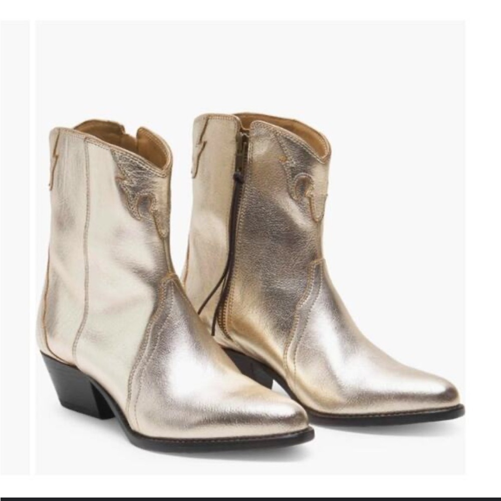 Free People Metallic Gold Ankle Boots